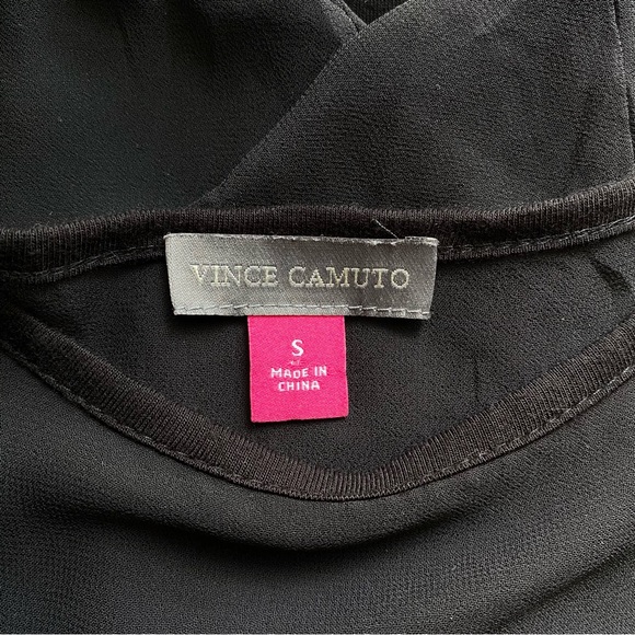 Vince Camuto Black Sheer Chiffon Tunic Top Blouse Shirt Small High Low - Picture 3 of 3